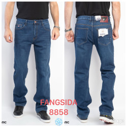 Джинсы мужские на флисе оптом FANGSIDA 73401925 8858-215
