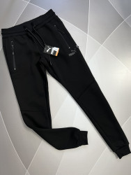 Спортивные штаны мужские на флисе (чорний) оптом 64728531 01-4