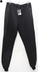 Спортивные штаны мужские БАТАЛ на флисе (black) оптом 34185970 7219-29