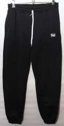 Спортивные штаны женские БАТАЛ на флисе (черный) оптом 70931845 01-2