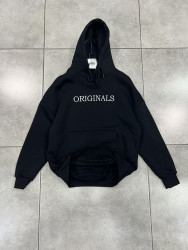 Худі чоловічі на флісі оптом THREE BLACK 