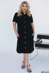 Платья-рубашки женские БАТАЛ (черный) оптом 70523419 837-11