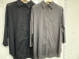 Рубашки женские БАТАЛ (серый) оптом 89160754 10251649-21