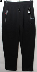 Спортивные штаны мужские БАТАЛ на флисе (black) оптом 42538170 WK2073-5