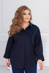 Рубашки женские БАТАЛ (dark blue) оптом Окси 31024975 350-8