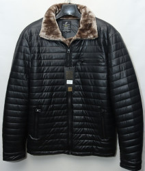 Куртки зимние кожзам мужские FUDIAO на меху (black) оптом 65219308 6011-43