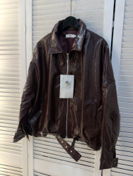 Куртки кожзам женские (бордовый) оптом 03587619 256-24