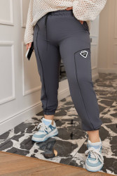 Спортивные штаны женские (серый) оптом 53081472 827-11