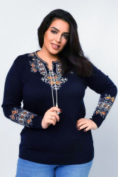 Джемперы вышитые женские БАТАЛ оптом 45082176 76-52