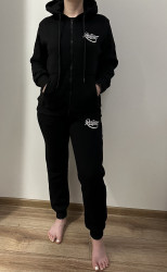 Спортивные костюмы женские на флисе (черный) оптом 90453617 01-1