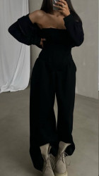 Спортивные костюмы женские (3-ка) (темно-синий) оптом 62531970 5710-202