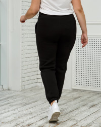 Спортивні штани жіночі БАТАЛ на флісі (black) оптом