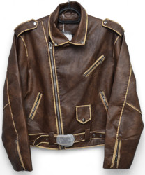 Куртки кожзам женские (коричневый) оптом 91042563 2456-3