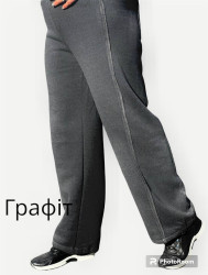 Спортивные штаны женские на флисе БАТАЛ (графит) оптом 30542617 067-5
