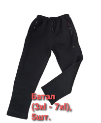 Спортивные штаны мужские БАТАЛ на флисе (черный) оптом 74958302 03-27