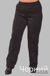 Спортивные штаны женские БАТАЛ на флисе (черный) оптом 32709465 406-6