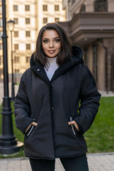 Куртки двухсторонние зимние женские на меху (черный) оптом Yanush  01768495 30340-1