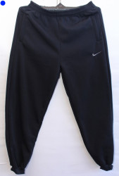 Спортивные штаны  мужские БАТАЛ на флисе (dark blue) оптом 94708532 02-6