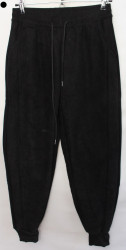 Спортивные штаны женские БАТАЛ на меху (black) оптом 78904621 2039-61
