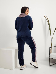 Спортивні костюми жіночі БАТАЛ (темно-синій) оптом
