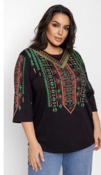 Блузки женские БАТАЛ (темно-зеленый) оптом Турция 56234719 01-16