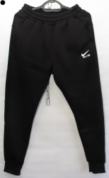 Спортивные штаны мужские на флисе (черный) оптом 80647129 01-5