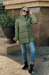 Куртки зимние женские (хаки) оптом 79231850 505-5