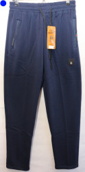 Спортивные штаны мужские на флисе (темно синий) оптом 21496837 A18-16