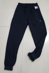 Спортивні штани (темно сині) підліткові на флісі оптом  