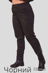 Спортивные штаны женские на флисе БАТАЛ (черный) оптом 07864215 405-2
