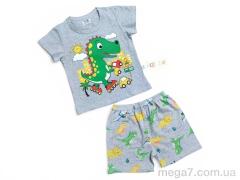 Костюм, Kids-modnik оптом 2619 комплект футболка-шорти динозавр сірий