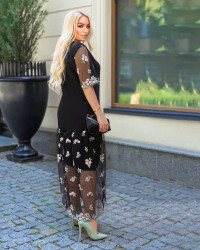 Платья женские БАТАЛ (черный) оптом 90786514 680-32