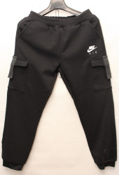 Спортивные штаны мужские на флисе (черный) оптом 68319502 91003-14