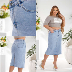Спідниці джинсові жіночі БАТАЛ оптом Liana 