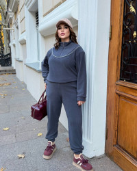 Спортивные костюмы женские на флисе БАТАЛ оптом 93568471 399-16