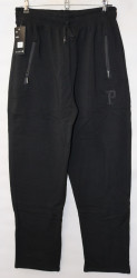 Спортивные штаны мужские БАТАЛ на флисе (black) оптом 31872549 WK-6039-43