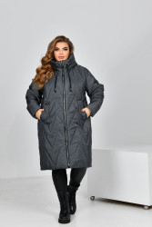 Куртки зимние женские БАТАЛ (серый) оптом 26193578 4073-2