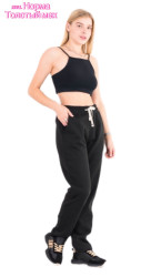 Спортивные штаны женские на меху (черный) оптом Китай 71543286 1004-6
