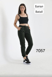 Спортивные штаны женские БАТАЛ на флисе (хаки) оптом 03278946 7057-26