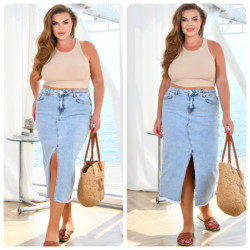 Спідниці джинсові жіночі БАТАЛ оптом LADY JEANS 
