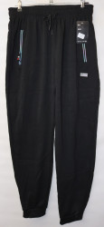 Спортивные штаны мужские БАТАЛ на флисе (black) оптом 17063598 WK-2235-30