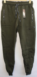 Спортивные штаны мужские на флисе (khaki) оптом 79032418 112-1