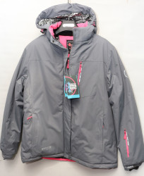 Термо-куртки зимние женские БАТАЛ (серый) оптом 63940281 WS23170-21