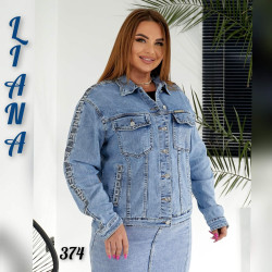 Куртки джинсовые женские БАТАЛ оптом 70326418 374-8
