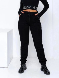 Спортивные штаны женские на флисе (черный) оптом Alena Golosnaya Турция 58042917 2386-3