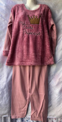 Ночные пижамы женские БАТАЛ на флисе оптом 74065123 04-14
