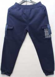 Спортивные штаны мужские на флисе (dark blue) оптом 39028761 N91004-12