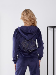 Спортивні костюми жіночі з начосом (темно-синій) оптом