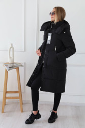 Куртки зимние женские БАТАЛ (черный) оптом Китай 79035418 6396-5