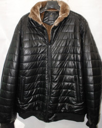 Куртки кожзам мужские FUDIAO БАТАЛ на меху (brown) оптом 96325170 8866-40